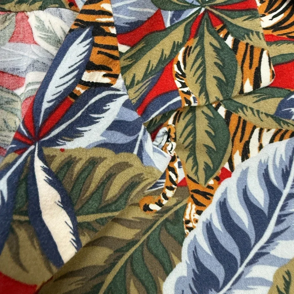 Banana Republic Shirt Mens Large Slim Floral Tiger Palms Camp Loop Resort Rayon